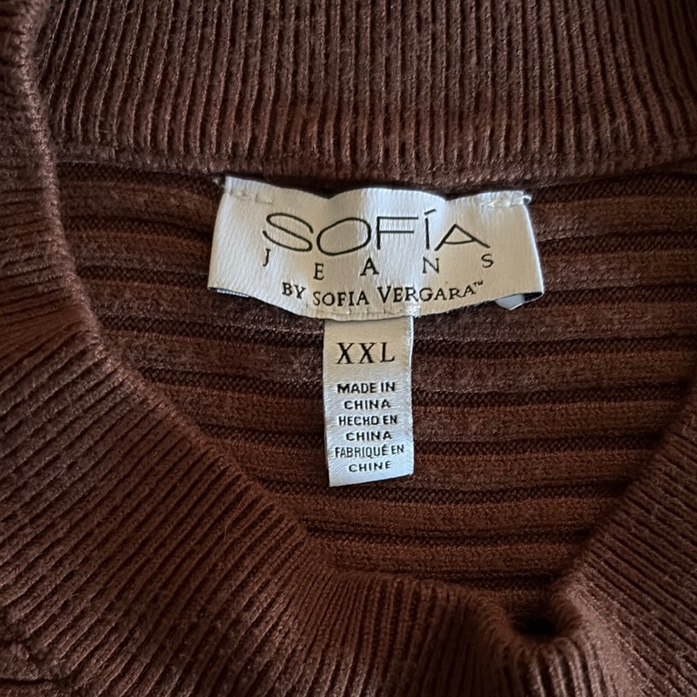 Sofia Jeans Brown Ribbed Sweater XXL